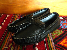 Vintage Black Leather Moccasins Size 7