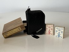 Vintage Leather Patience Case with Two Vintage Miniature Playing Cards In Box