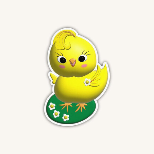 Cute yellow baby chick vinyl - yellow,