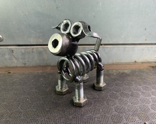 Scrap metal art dog - metal, art,