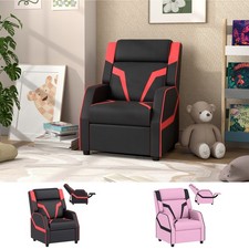 Kids Recliner, PU Leather Toddler Armchair w/ Backrest & Footrest