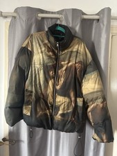 Painting Style Puffer Jacket Misguided Neutral Colours