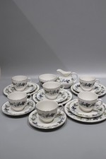 Royal Doulton Burgundy Espresso Demitasse Set for 6-Cups Saucers Plates Bowl Jug