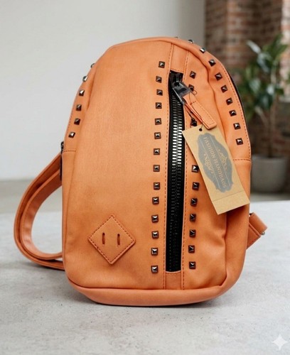 Mini backpack orange studded - mini,