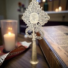 Handcrafted Ethiopian Processional Cross – Brass Orthodox Church Altar Cross