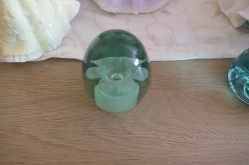 Victorian green glass - , flower
