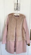 Zara Contrasting Faux Fur Collarless Coat In Pink Size XS BNWOT LAST ONE