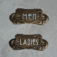 Toilet Signs Men Ladies Art Nouveau Antique Bronze Effect Cast Iron 18.5cm