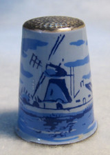 #1296 BLUE ENAMEL WATER SCENE