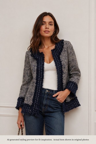 Per una blue tweed boucle - per,