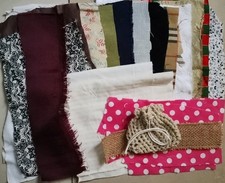 Fabric bundle*selection of pieces*sewing*embellishments*scrapbook*junk journal*