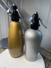 Pair Vintage Soda Syphon. BOC. Sparklets. Gold. Silver. Prop