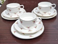 Vintage Denbro Ditsy ‘Dot Rose’ Bone China 3 x Trio's Cup Saucer & Side Plate