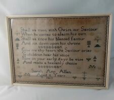 Antique Sampler 1863 Needlework Sarah Ann Allen Aged 8 Religious Verse