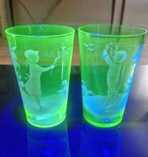 Pair Antique Uranium Glass