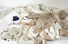 Bundle of Vintage Fabrics Embroidered Misc Textiles Linens Job Lot 3 kg