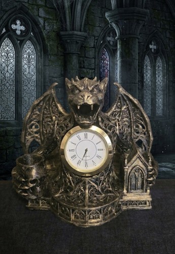 Gothic clock desk - desk, tidy
