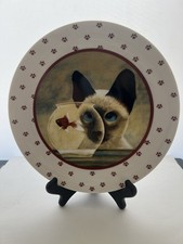 Herrero Collection Vandor 1986 Cat & Fish Decorative Plate – Siamese Cat Design