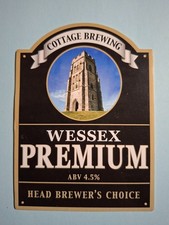COTTAGE brewery beer pump clip WESSEX PREMIUM real ale badge CLOSED Somerset