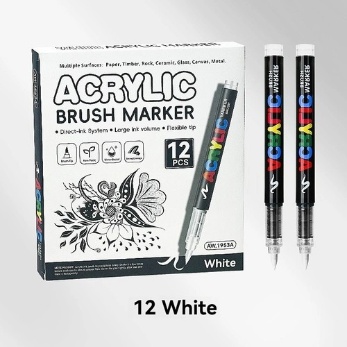 White acrylic paint markers - white,