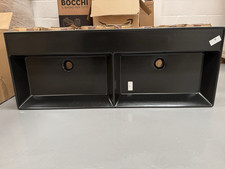 Double Bowl Basin 120x46.5cm, NO TH, Matt Black