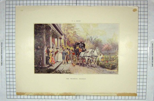 Original old vintage print - old,