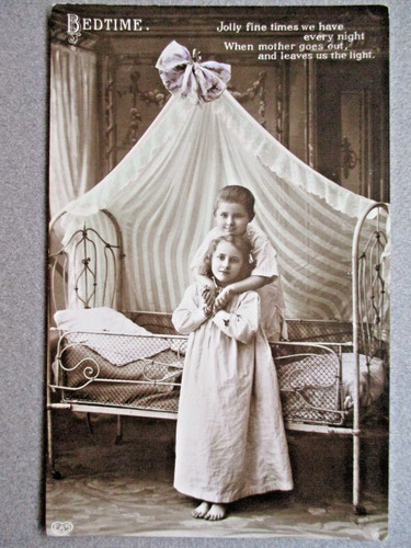 Postcard children bedtime - children,
