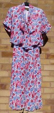 Gina Bacconi Vintage 80s Short Sleeved Floral Patterned Pleated Dress Size 12