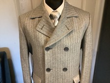 Mens Grey Herringbone Double