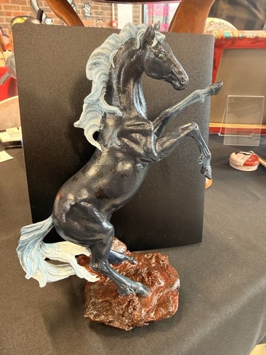Black stallion rearing hand - stallion,