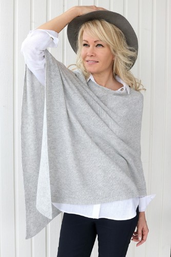 Cashmere poncho light grey - light,