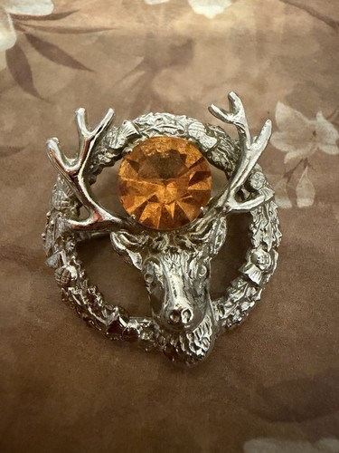 Vintage scottish stag brooch - stag,