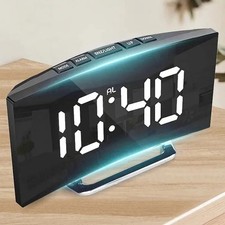 Electric Alarm Clock for Bedrooms Digital Clock Silent Curved Design led Clocks