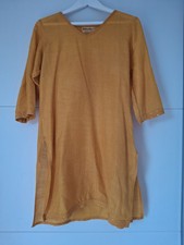 Fabindia Silk Top, Sequin, Embroidery, Yellow, 3/4 Sleeves, S