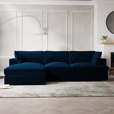 Navy Velvet 4-Seater Corner