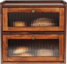 GUUSII HOME Bread Bin Wooden Breads Storage Box for Kitchen L, Brown 