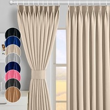 Pencil Pleat Blackout Curtains Thermal  Tape Top - Energy Saving + Tie Backs Uk