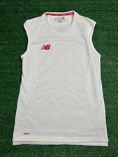 New Balance Cricket Whites Sleeveless Sweater Jumper Vest | Mens Adult Small Top