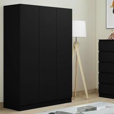 3 Door Large Matt Black Wardrobe Modern Bedroom Furniture Scandinavian Style