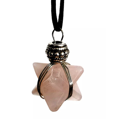 Rose quartz pendant necklace - rose,
