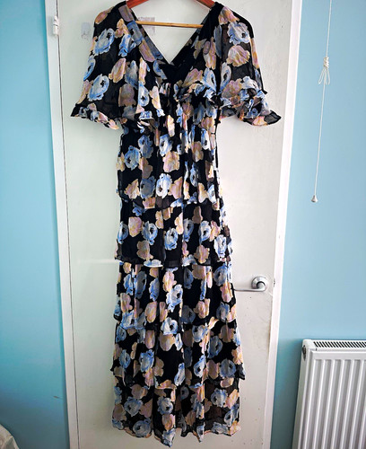 Black floral maxi dress - floral,