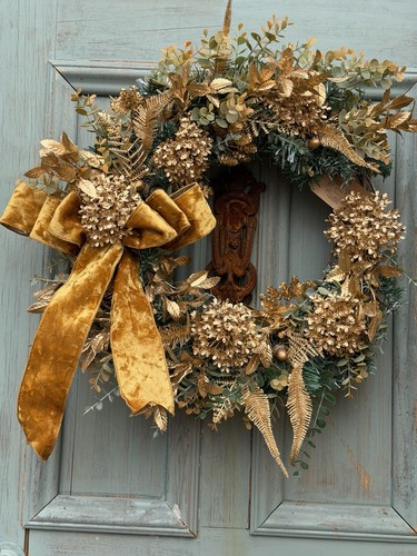 Large christmas golden wreath - large,