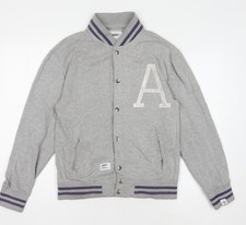 Addict Men's Grey Varsity Jacket, Size S, Casual Style