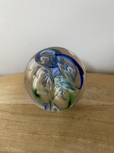Langham glass paperweight blue - langham,
