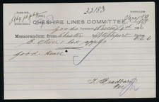 Original Railway Paperwork Item, Cheshire Lines Committee,  November 4th 1896