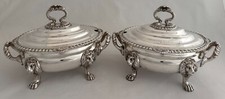 Pair of Silver Plated Lion