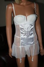 Ann Summers Lady V White Soft Suspender Basque Corset Cami Set Size 8 BNWT
