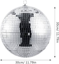 30cm SILVER Mirror Disco Ball for DJ Dance Party Décor – Hanging Glitter Ball