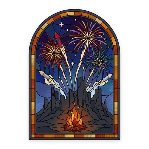 Bonfire night castle fireworks - bonfire,