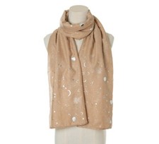 Galaxy Scarf Rose Gold Glitter Foil Stars& Moon Print Ladies Party Wedding Fashi